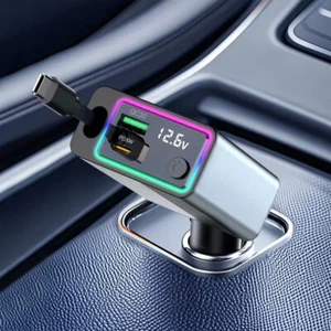 Car Phone Charger USB PD Type-C Retractable Cable Fast Charge Cord QC3.0 Adapter - Picture 1 of 11