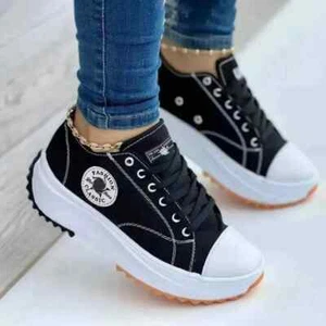 Zapatos para Mujer Clásicos Blanco Lona Tenis Moda Plataforma Mujeres Informales... - Imagen 1 de 30