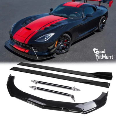 Parachoques delantero divisor de alerón labial + faldón lateral + varillas para Dodge Viper 1993-2017 Foto 1 de 4