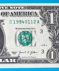 1994 January 12 : C 19940112 A $1 One Dollar Bill BIRTHDAY Note *UNC* 🎂🎁 - Picture 1 of 3