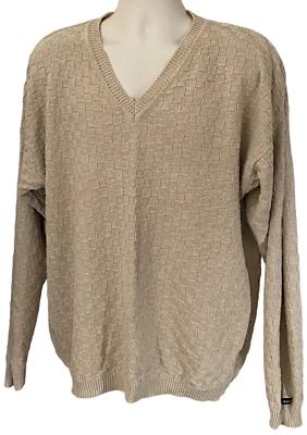 Vintage Ralph Lauren Chaps Sweater Beige Linen Blend Knit Pullover Sweater Men L - Image 1 of 4