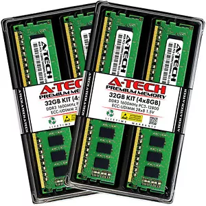 32GB (4x 8GB) PC3-12800E DDR3 ECC Unbuffered Memory for Intel E3 CPU Processor - Picture 1 of 2
