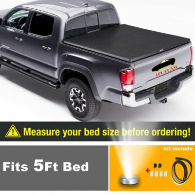 5FT 3-Fold Truck Bed For 05-25 Nissan Frontier Crew Cab Tonneau Cover Waterproof - Image 1 of 4