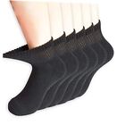 +MD Diabetic Socks for Men Womens Non Binding Top 9-11 Ankle/6 Pairs Black