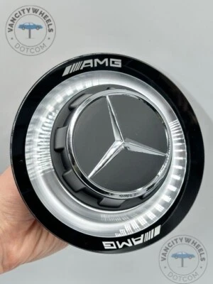 1Pc Mercedes Benz GT63 S63 SL63 GLS63 E63 AMG Silver Black Wheel Center Hub Cap - Image 1 of 4