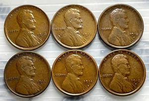 Lincoln Wheat Cent San Francisco Mint Set ☆ 1910 1911 1912 1913 1914 1915 (S) ☆ - Picture 1 of 4
