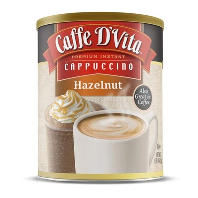 Caffe D Vita Hazelnut Cappuccino Mix 16 Ounce Rich Creamy Flavor Enjoy Hot Or... - Image 1 of 4
