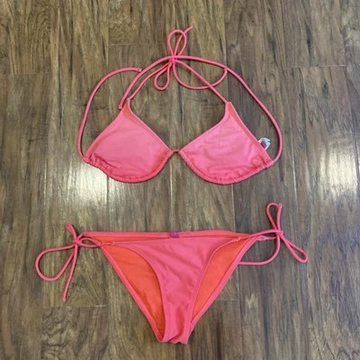 Conjunto de bikini Y2K OP rojo atado parte superior e inferior, juniors 3/5. Foto 1 de 4