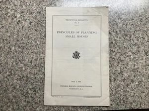 Principles of Planning Small Houses 1936 Technical Bulletin FHA FEDERAL HOUSING - Imagen 1 de 10
