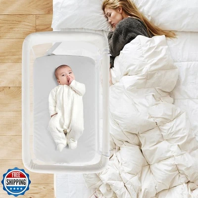 INFANS Cuna Sobre Cama para Bebé, Cabecera para Dormir con Pared Bajadora para Fácil Foto 1 de 4