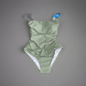 Cupshe Bathing Suit Olive Color Ruched Sides Size XS Tummy Contouring New - Picture 1 of 6