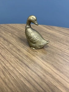 Vintage Brass Duck Figurine/Paperweight Rear Facing W/Bow-3.5”x2.5” - Picture 1 of 7