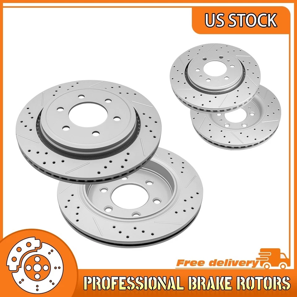 Front & Rear Drilled Brake Rotors For 2015 2016 2017 Ford F-150 Ford Lobo - Image 1 of 4