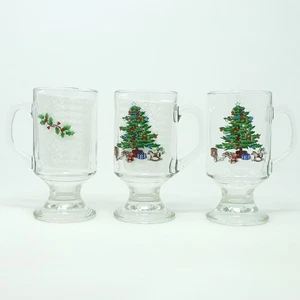 Christmas Tree Pedestal Glasses Noel by China Set of 3 - Picture 1 of 11