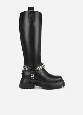 Size 8.5 Circus NY by Sam Edelman Hayes Metal Women Motorcycle Knee High Boot - Image 1 of 4