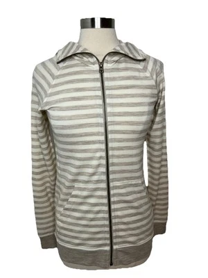 ICEBREAKER Lana Merino Cremallera Completa Aplastar Sudadera con Capucha Talla S Marfil/Beige Rayas Leer Foto 1 de 4