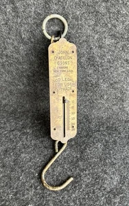 John Chatillon & Sons 25 Pound Hanging Fish Scale Antique Brass with Hooks USA - Picture 1 of 21