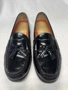 Cole Haan Herren 10,5 W Pinch Tasseled Halbschuhe Schuhe Schwarz Leder Slipper Klassisch - Bild 1 von 8