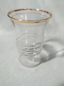 MCM Clear With Gold Rim Anchor Hocking Water Goblet Glasses Vintage - Picture 1 of 5