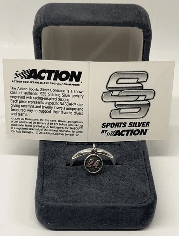 #24 Jeff Gordon / William Byron - 925 Sterling Silver - Charm Ring Size 8 Cover