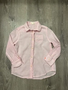 Girl's Crewcuts Pink and White Striped Button Down Shirt- Size 4- Pre-owned - Picture 1 of 4