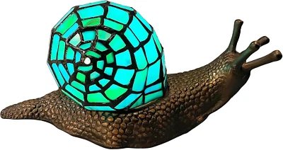 L10975 Land Snail Tiffany Style Stained Glass Accent Table Lamp for Home Decor ( - Imagem 1 de 4