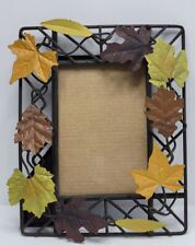 3 Dimensional Metal  Picture frame Painted Leaves Orange Yellow Green Autumn