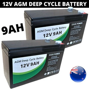 2 X 12V 9AH AGM SLA Battery Deep Cycle Fridge Solar Power Same Size as 7Ah 7.2Ah - Picture 1 of 4