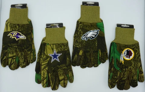 NFL Assorted Teams Mens No Slip Gripper Utility Work Camo Team Logo Gloves NEW! Cover