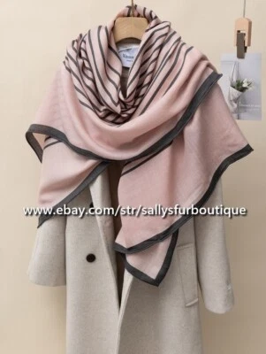 Sallys Boutique 70% Cashmere 30% Silk Wrap Scarf Stripe Print Thin Shawl 53"*53" - Image 1 of 4