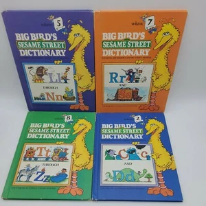 Big Bird's Sesame Street Dictionary Book Lot Of 4 Vintage Hardcover Books - Picture 1 of 12