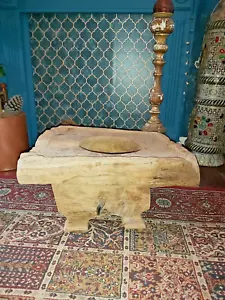 GRANDE MORTAIO DI RISO VINTAGE IN LEGNO MASSELLO / FIORIERA IDEALE - Foto 1 di 17