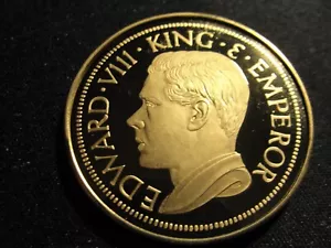 Bermuda 1936 Proof 1 Crown Gilt Bronze Fantasy Coin - Picture 1 of 2