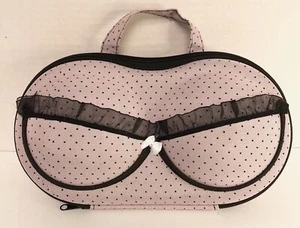 BH-Form Dessous Reiseetui Make-Up Innentasche rosa & schwarz gepunktet Spitze - Bild 1 von 3