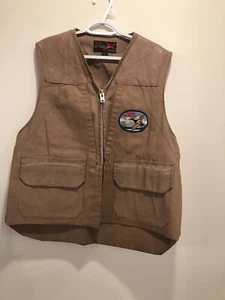 Vtg 10x Americas Finest hunting vest sports brown men's L leather shoulders - Picture 1 of 9