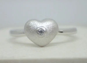 Sterling Silver Heart Promise Ring with Cubic Zirconia Size 7 / N 1/2 - Picture 1 of 6