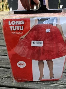 NEW Red Long Tutu Skirt Costume Halloween Adult Women Amscan Knee - Picture 1 of 4