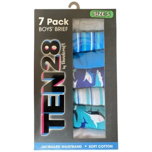 TEN28 By Handcraft 7 Pack Boys' Brief Soft Cotton Sharks Theme Multicolor Small - Picture 1 of 2
