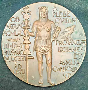 SCHÖNE BRONZE SPANIEN MEDAILLE 19. JAHRHUNDERT GRÜNDUNG LEONS, 75 mm 1968 g - Bild 1 von 2