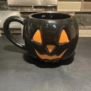 Way to Celebrate Halloween Mug BLACK Pumpkin Jack-O-Lantern 16 oz - Picture 1 of 4