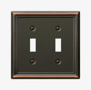 Amerelle Chelsea Aged Bronze TOGGLE WALL PLATE 2 Gang Stamped Steel 1pk 149TTDB - Picture 1 of 1