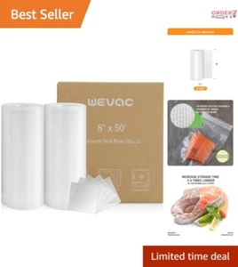 Vacuum Sealer Bags Polyethylene 8x50 Rolls Heavy Duty Food Storage Meal Prep - Picture 1 of 11