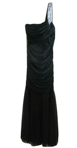 Betsy & Adam Sequin One Shoulder Evening Dress Fishtail Cocktail Gown Sz 6 - Picture 1 of 5