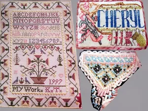 Thistle Sampler Name Tag Pin Design Beaded Hat Pin Design CROSS STITCH PATTERNS - Picture 1 of 10