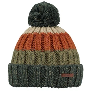 Mens Barts Wilhelm Bobble Knit Beanie Ski Hat Green/Orange - Picture 1 of 1