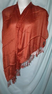 Solid Brown Fringed Pashmina Wrap Scarf 69 X 23 In Lightweight (R2L) - Picture 1 of 3