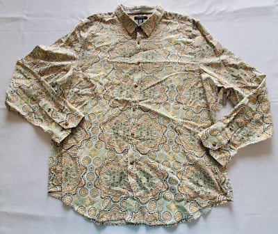 Structure Button Up Shirt Men's XXL Slim Fit Long Sleeve Linen Cotton Multi New - Image 1 of 4