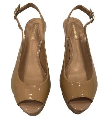 Sandalias de cuña de vestir abiertas de charol Antonio Melani para mujer talla 7 1/2M Foto 1 de 4