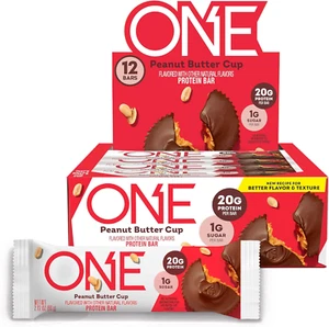 ONE Protein Bars, Peanut Butter Cup, Gluten Free with 20G Protein and 1G Sugar, - Picture 1 of 12