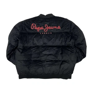 Pepe Jeans Jacket Mens 2XL Black Down Puffer Embroidered London Bomber Y2K NWT - Picture 1 of 15